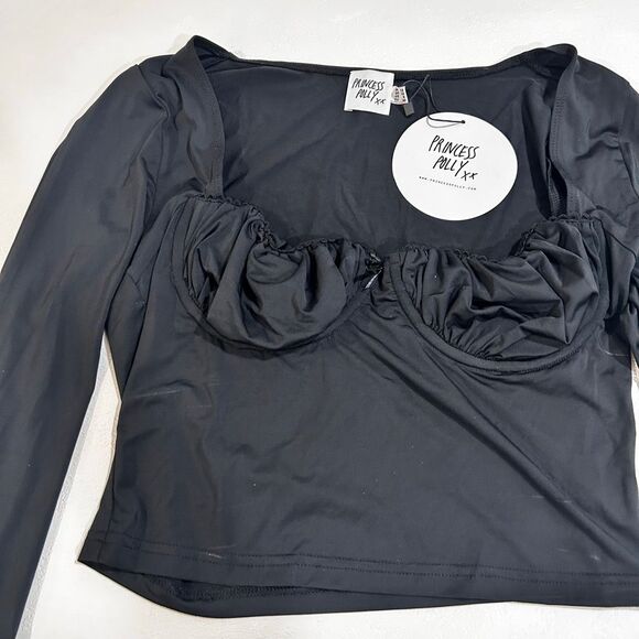 Princess Polly Raeni Black Long Sleeve Bustier Top | Corset Crop Top | NWT Size - Picture 2 of 3